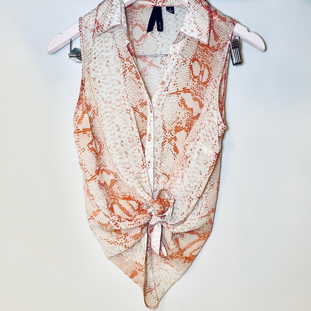 Willi Smith Burnt Orange Print Sleeveless Tank Set